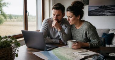 Stel dat rustig vakantieopties vergelijkt op een laptop met reisplanner